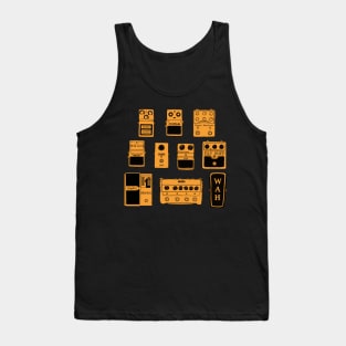 Guitar Pedals Music Gear Guitarist Bassist Band Merch Musician Graphic Orange Version Tank Top